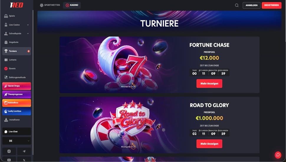 1Red casino Turniere