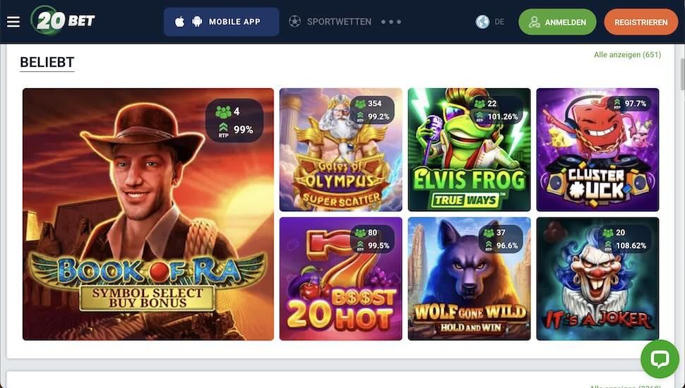 20bet Casino Spiele
