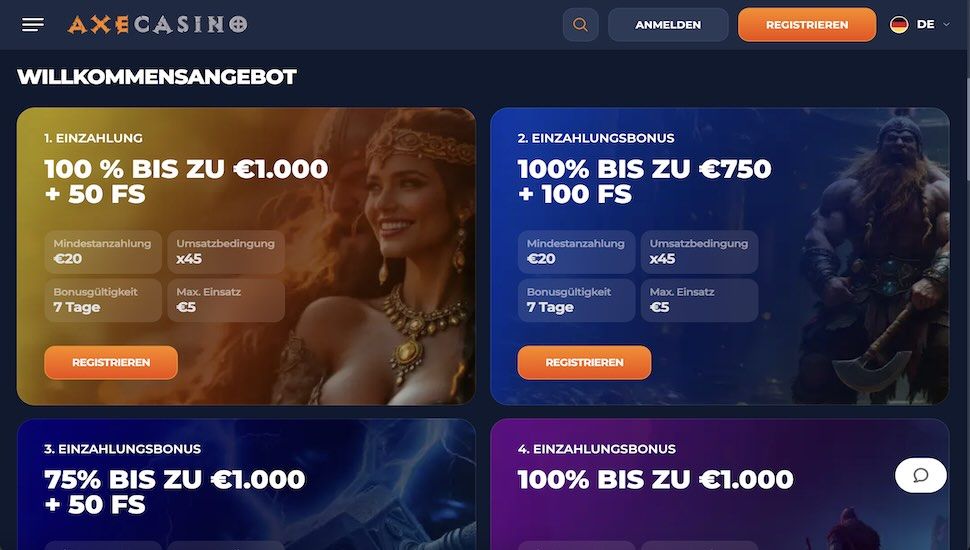 Axe Casino Boni