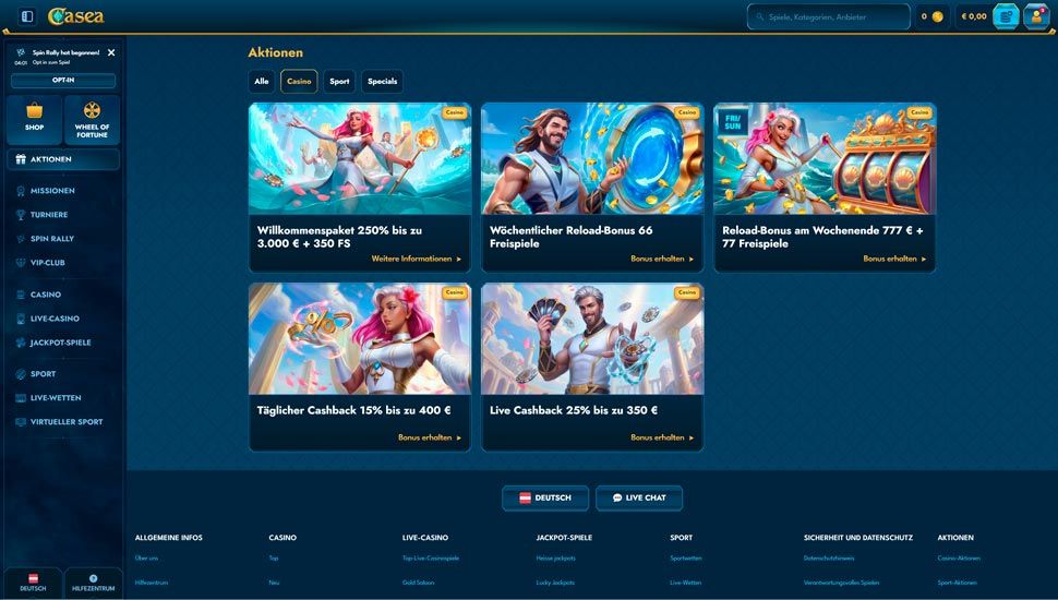 Casea Casino Boni und Promotionen
