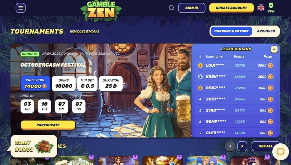 Gamblezen Casino Turniere