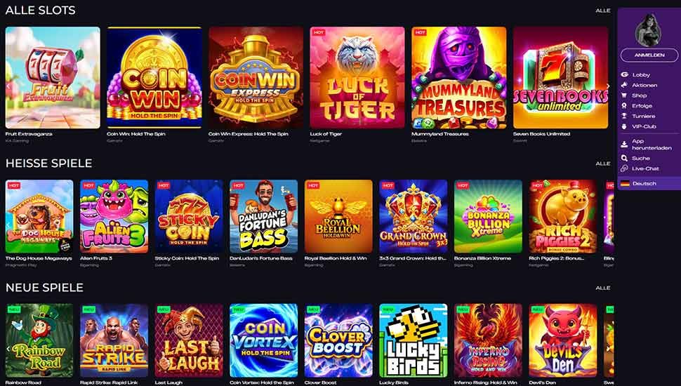 Glitchspin Casino – Liste der Spiele