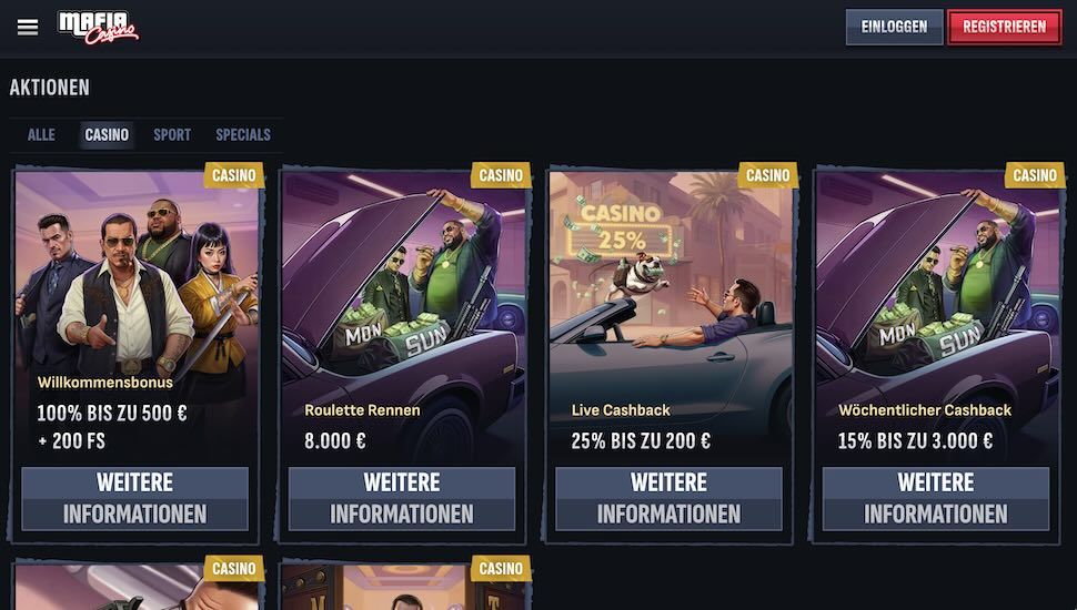 Mafia casino Aktionen