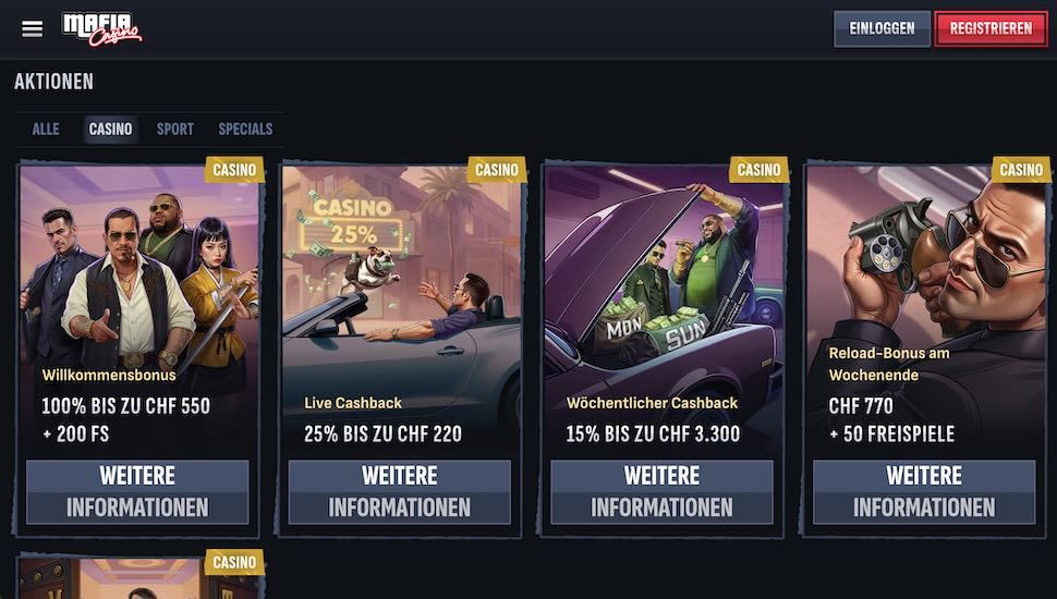 Mafiacasino Aktionen