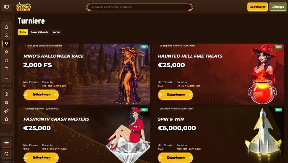 MinoCasino – Liste der Turniere