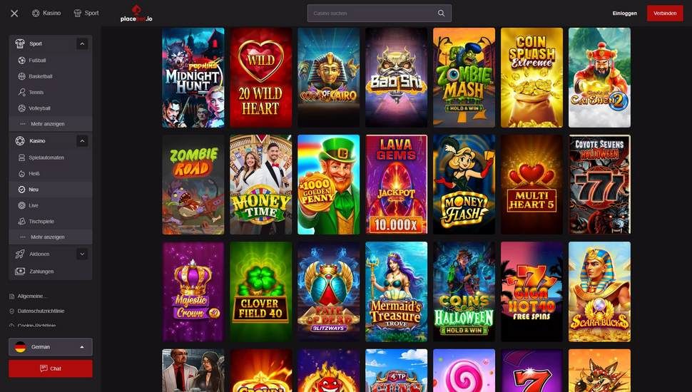 Placebet casino Spieleauswahl