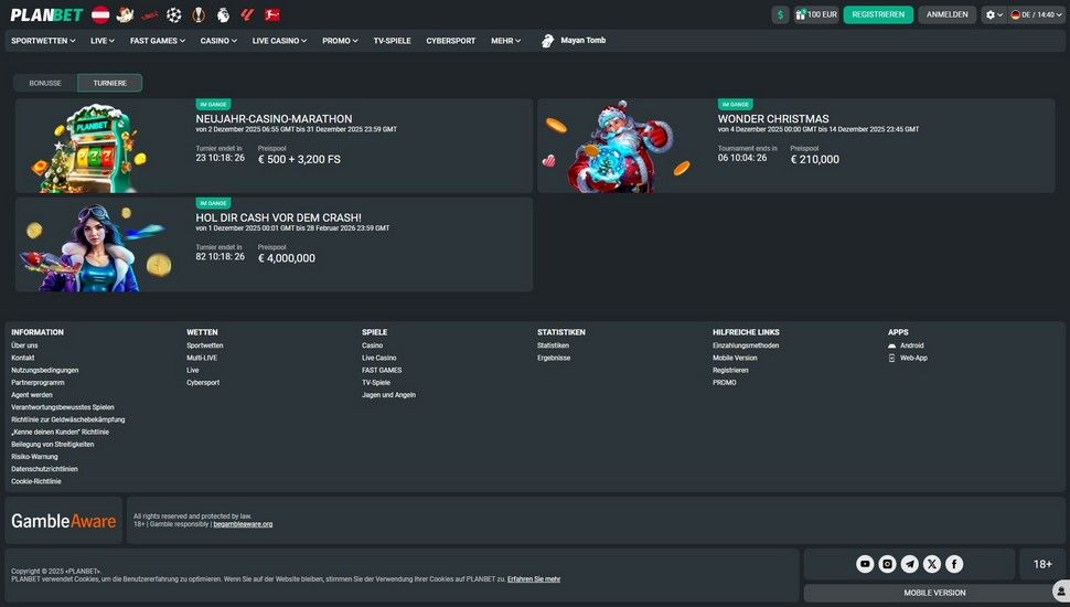 Planbet casino turniere