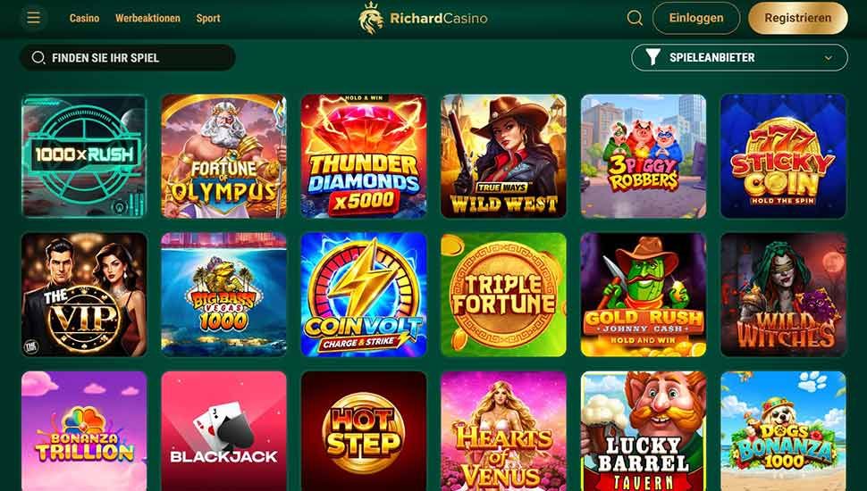 Richard Casino – Liste der Spiele