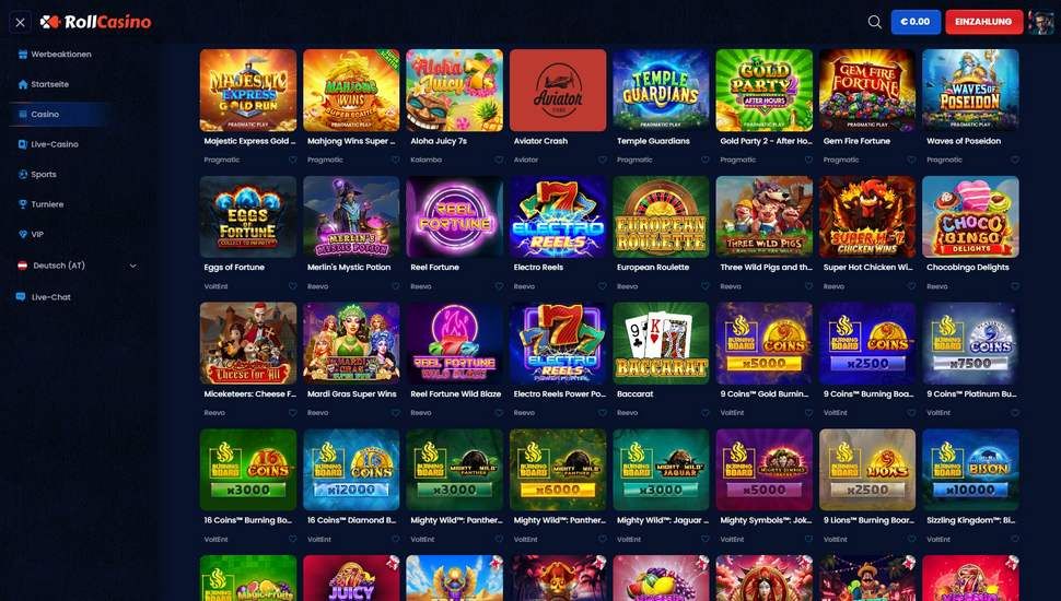 Rollcasino Casino Spiele