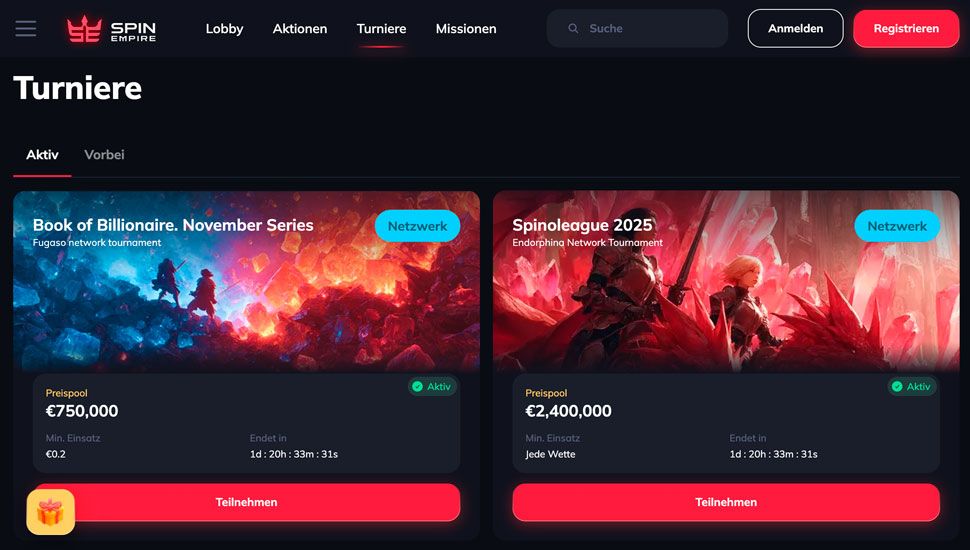 SpinEmpire Online-Turniere