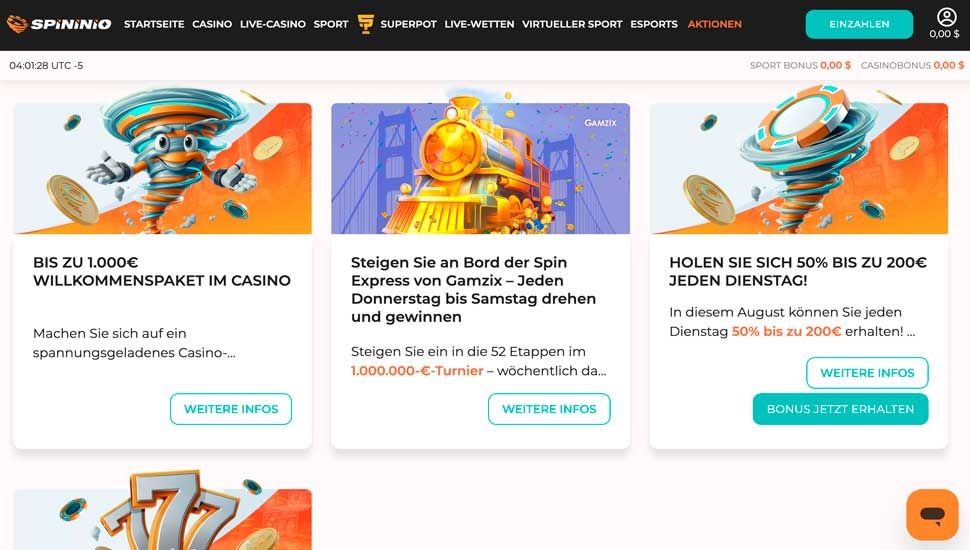 Spininio Casino Boni