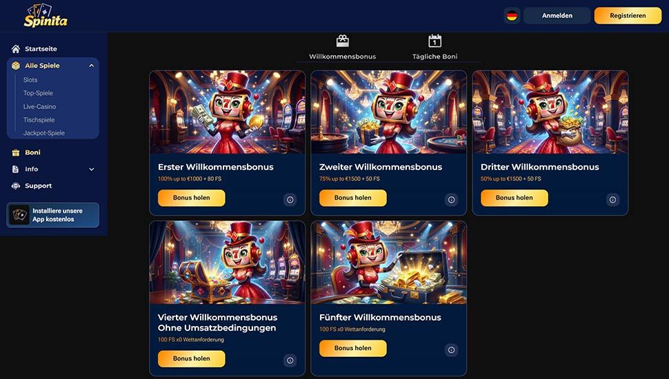 Spinita Casino aktionen