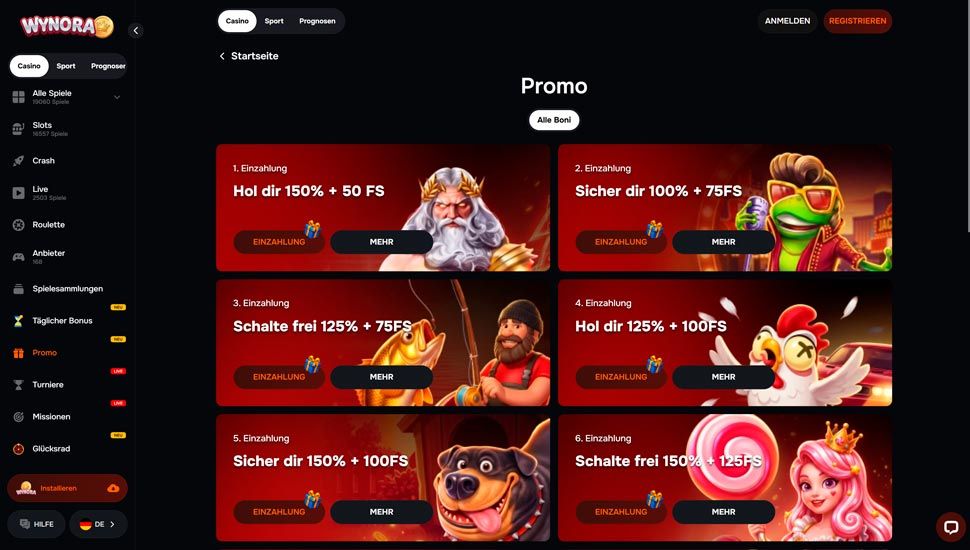 Wynora.win aktionen