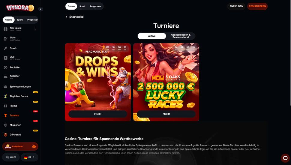 Wynora.win turniere