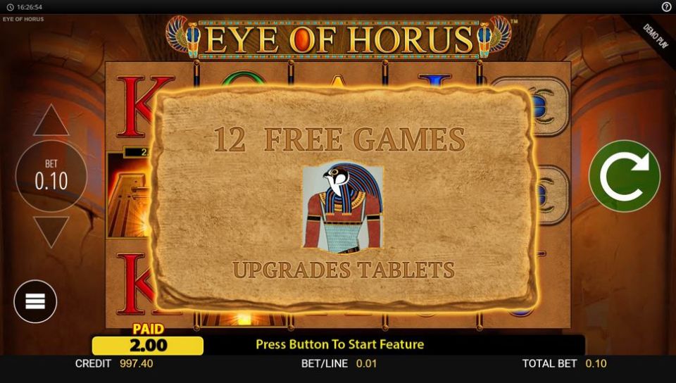 Eye of Horus spielautomaten Freispiele