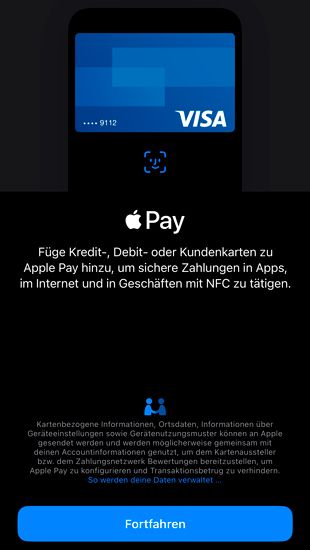 Bezahlung mit Apple Pay – Schritt 2