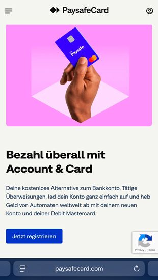 PaySafeCard registrieren – Schritt 1