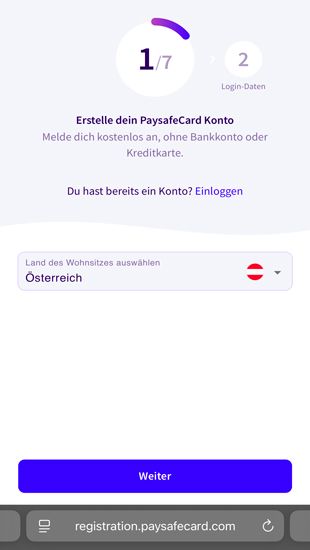 PaySafeCard registrieren – Schritt 3